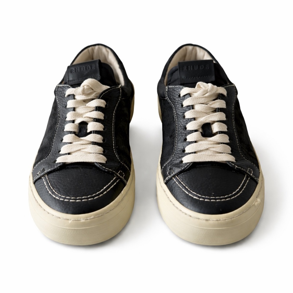 Rhude Rhecess Low Sneaker Black Leather Made in Italy Luxury Streetwear Size 8